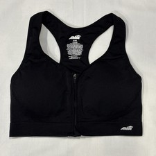 Avia Women's Racerback Medium Impact Seamless Zip Front Sports Bra Size XL Black