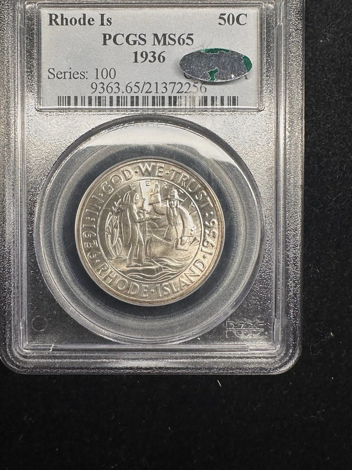 1936 D Rhode Island Commemorative Half Dollar 50C PCGS MS 65 CAC Some Toning - Image 2 of 4