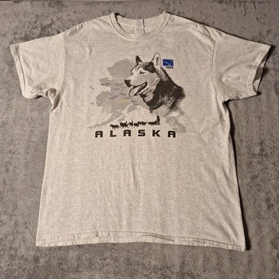 Alaska Husky Dog Vintage T-Shirt Size Large Gray Short Sleeve Animals Outdoors