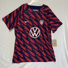 2023-24 USMNT Nike Pre Match Soccer Jersey Men’s L USA Red Blue NWT