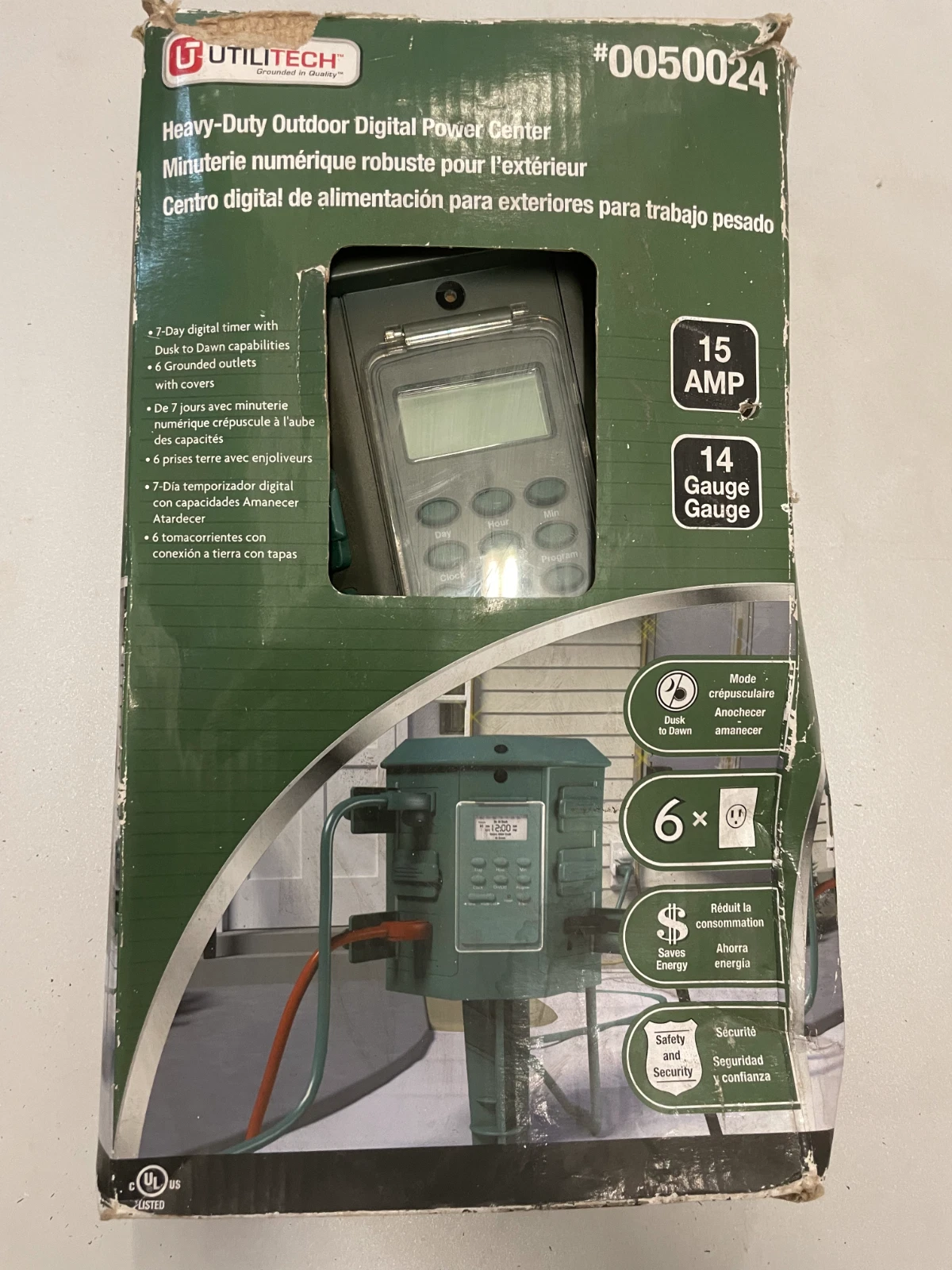 Utilitech LW28080 Outdoor Digital Power Center Timer 6 Outlet w/ Stake