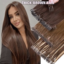 8A Nano Ring Tip Hair Extensions Micro Beads Remy Double Drawn THICK Human Hair
