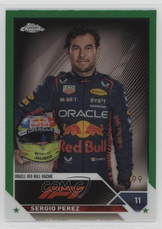 2023 Topps Chrome Formula 1 F1 Drivers Green Refractor /99 Sergio Perez #9 10w9
