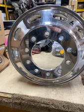 Freightliner M2 100 106 22.5x8.25 10 Lug Front Polished Aluminum Wheel OVERSPRAY