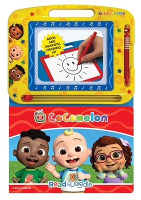 Cocomelon Read & Doodle - Learning resources for kids, a magnetic drawing pad, a