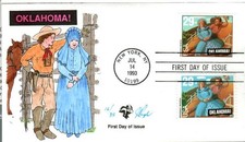 PUGH HANDPAINTED 2769 Oklahoma! Broadway Musical Both Stamps