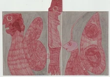 art brut art singulier outsider art - Pierre Albasser -1 dessin original de 2007