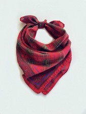 Vintage Polo Ralph Lauren Red Plaid Square Scarf Duck Hunting Motif 25.5  Italy