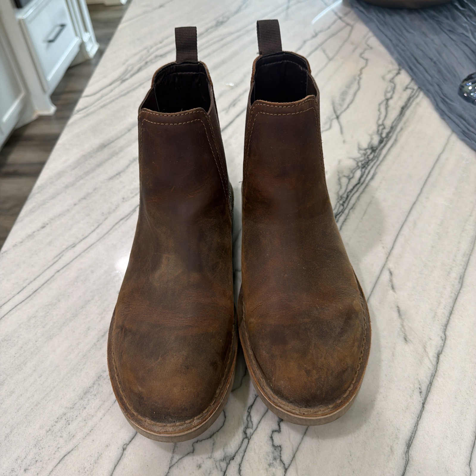 Clarks Bushacre Hill Chelsea Boots Men's US Size 11 Brown Leather Slip On