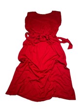 Vtg Lokas Dondokas Womens Sleeveless Red Maxi Dress Tie Up Waist Size M