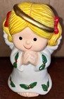 Vintage Enesco Blonde Christmas Angel Winged Coin Bank Figurine  — photo 4