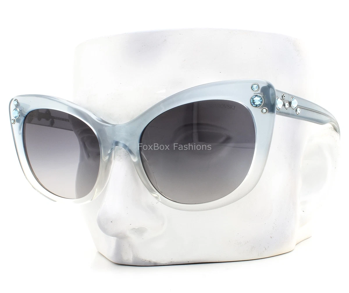 Swarovski SK0391 Womens Plastic Sunglass 90V Shiny Blue 54-18 Blue Lenses Swarovski SK6013 S (54 - 18) with Grey lenses and Blue frame  main image 3