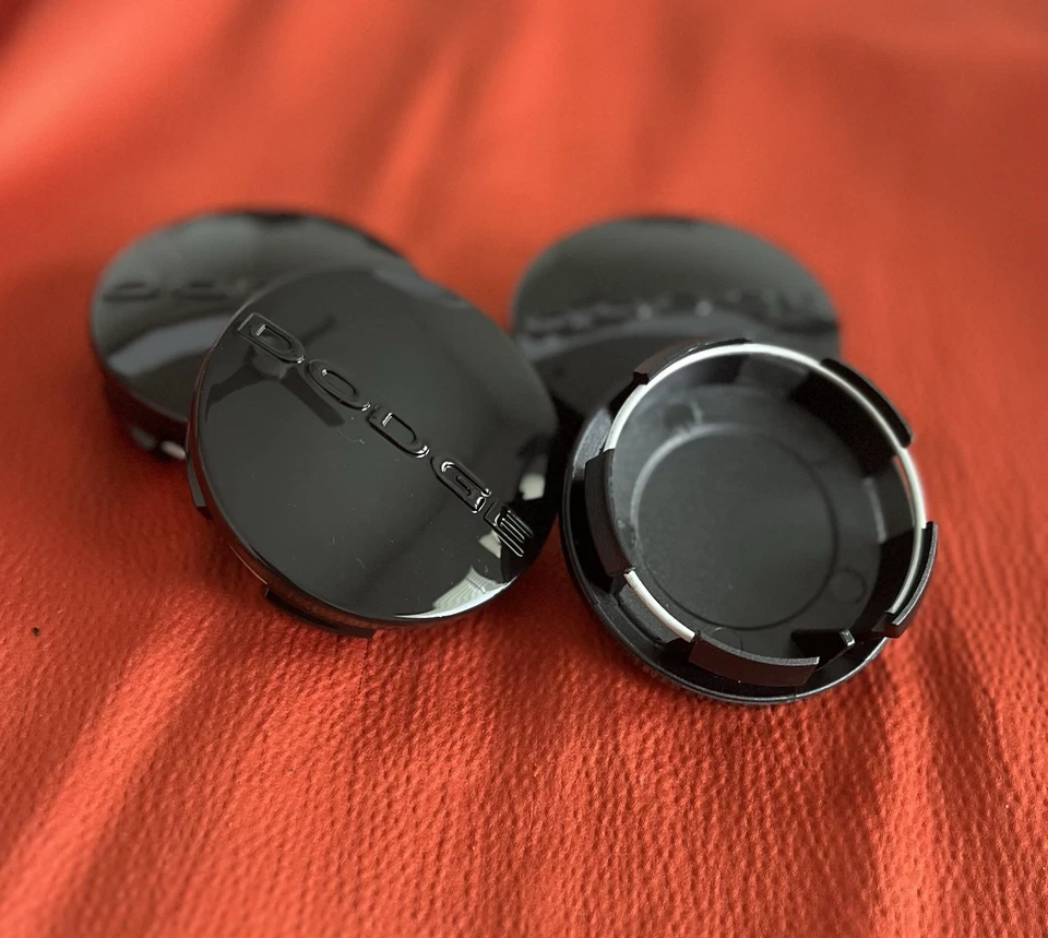 4 Glossy Black Dodge 63mm Wheel Center Caps Fits Challenger Charger RAM 1500 - Image 2 of 4