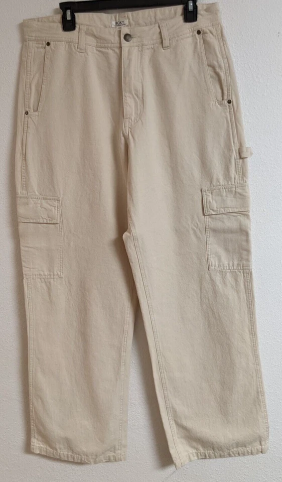 Pantalones cargo para mujer ROXY Off White zurdos talla XL ¡USADOS UNA VEZ! Foto 2 de 4