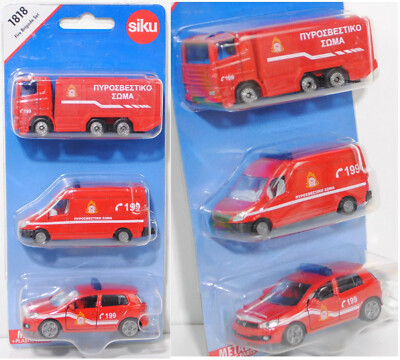 Siku Super 1818 00901 Fire Brigade Set Scania + MB + VW Blaul