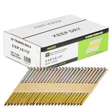 30 Degree 2-3/8" to 3-1/2" Framing Nails Offset Round Head Smooth Shank Galv.