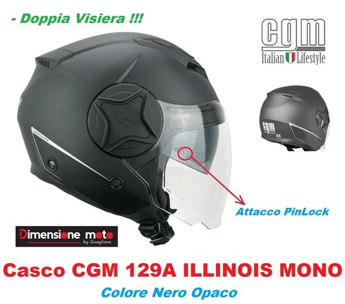 Casco JET Doppia Visiera CGM 129A ILLINOIS MONO Nero Opaco Taglia S 55/56  cm | eBay