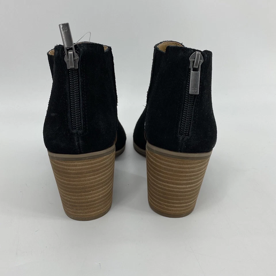 "Botín de cuero negro usado Lucky Brand peep toe zapatos para mujer talla 8,5"" M usado en excelente estado" Foto 2 de 4