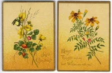 PRANG Christmas Floral Victorian Greeting Cards 1883 Bee Flowers