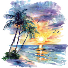 Wall Decal Sticker Tropical Summer Beach Wall Sticker 18X18cm Large