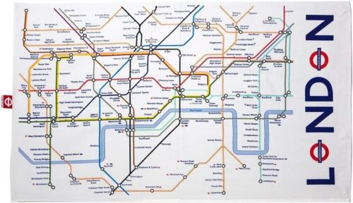 London Underground Cotton Tea Towel with Underground Map 740mm x 430mm (gwc) - Bild 1 von 1