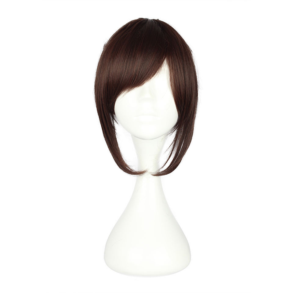 Pelucas cortas 35 cm marrón mediano cola de caballo moda niña disfraces mujeres peluca damas peluca