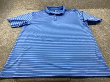 Callaway Polo Shirt Mens XXL Blue Stripes Opti Dri Breathable Golf Tennis