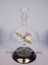 Stunning GLASS Model of a LANCASTER in Glass Decanter 24Kt GOLD PLATED AIRCRAFT