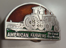 Farmers Of America Belt Buckle Feed The World Tractor John Deere 2166 Vtg 70's