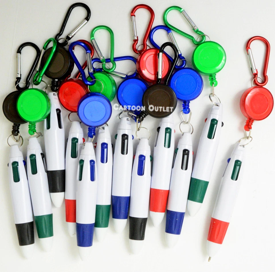 12 Llavero 4 Tintas Pluma Clip Retráctil Clip En Llavero Fiesta Favores Regalos Nuevo Foto 4 de 4