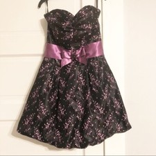Jessica McClintock for Gunne Sax Purple  Black Strapless Formal Dress Size 5