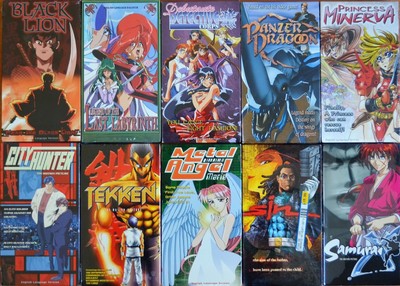 Wholesale Lot Of 10 Anime Vhs Video Motion Picture Movies Ova Tekken Black Lion Ebay