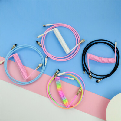 Coiled Type-C to USB Cable for DIY Mechanical Keyboard Connector Spiral Paracoyh