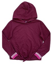 OLD NAVY Girls Hoodie Cozy Tie Hem Pullover Sweatshirt Maroon NWT LARGE XL