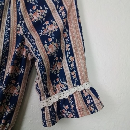 Heart & Arrow Girl Floral Stripe Romper Size M (10) Blue Pink Boho Ruffle Sleeve - Picture 8 of 10