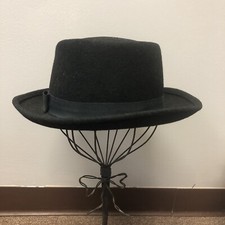 Vintage Tally Ho Women's Black 100 Wool Derby Style Hat Size 6.5 Made In Poland