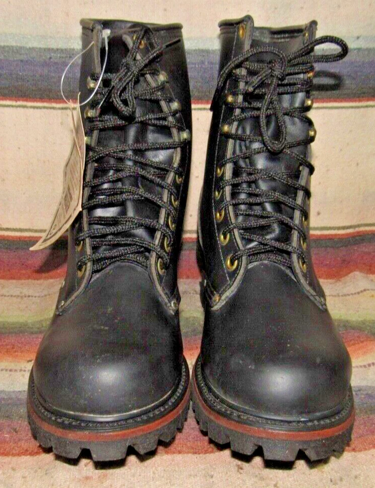 Mens VTG Walker Lace Up Black Leather Hiking Boots 8.5 D Lady 10 M NEW w/o Box - Image 2 of 4