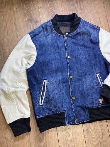 Vintage Guess x ASAP Rocky Varsity Bomber Denim Jacket Size M - Picture 3 of 10