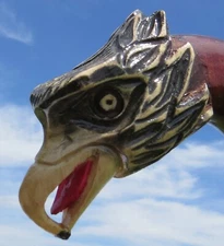 HAWK - Hand carved cane or walking stick handmade wooden wood GIFT