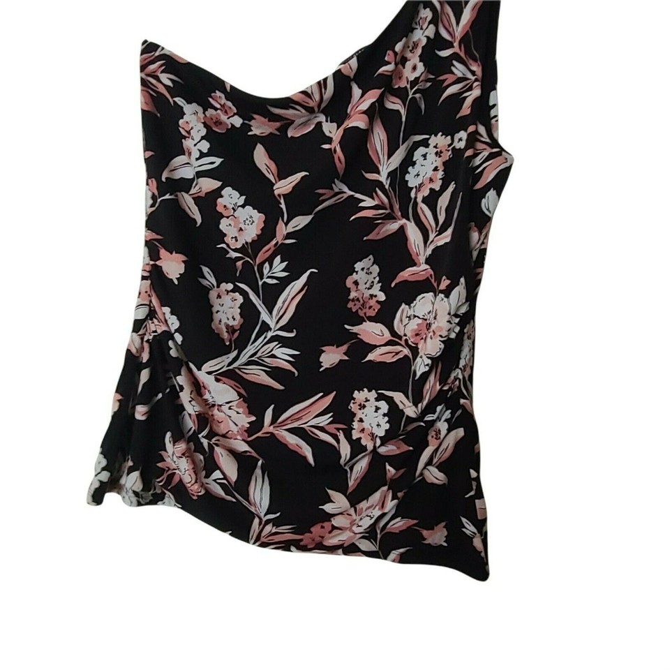 White House Black Market Floral One Shoulder Top Pullover Fully lined S