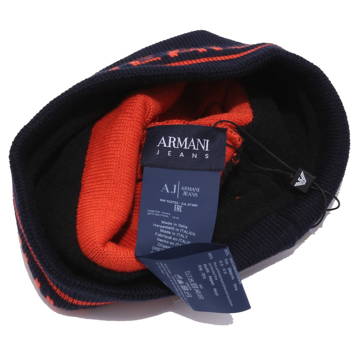 9385X cuffia BOY bimbo ARMANI JEANS blue/orange mix wool beanie