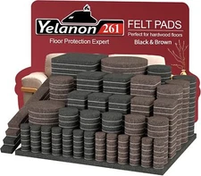 Felt Furniture Pads Set Premium Floor Protectors 261 Pcs Black and Brown
