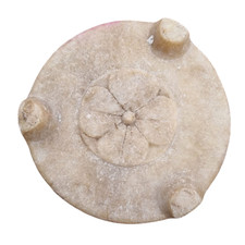 18sOld Vintage Marble Stone Hand Carved Antique Flower Chapati Rolling Pin Boars