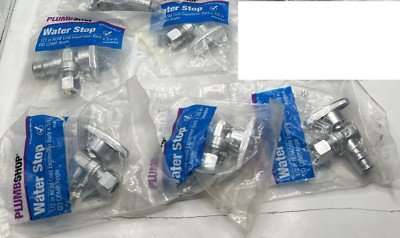 QTY 5 Plumb Shop Water Stop 1/2'' NOM Cold Expansion Barb x 3/8'' OD Comp Angle