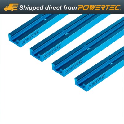 POWERTEC 24 inch Double-Cut Profile Universal T-Track, Anodized Blue 4PK (71371)