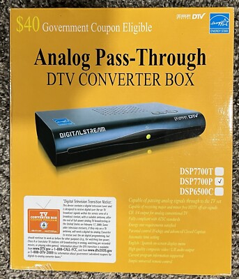 New Digital Stream Analog Pass-Through DTV Converter Box DSP7700P Parental Contr