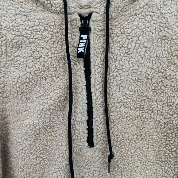 PINK Victoria’s Secret | Sudadera con capucha con cremallera de piel sintética tostada pequeña S para mujer Foto 2 de 4