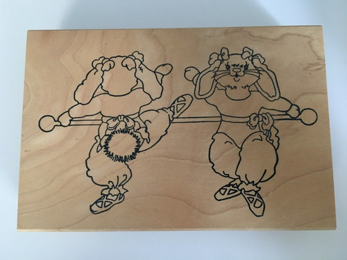 Stamps Happen Rubber Stamp Bunny Rabbit Ballerina Dancer Ballet Barre Dancing - Picture 4 of 4