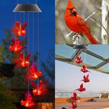 Cardinal Solar Wind Chimes for Outside, Cardinal Solar Hanging Lights Outdoor...