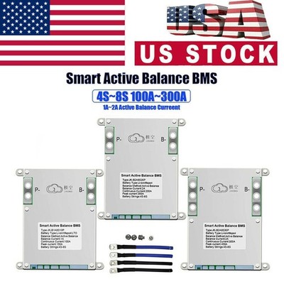 JK 4S-8S 100A-300A SMART BMS Li-ion LiFePo4 Active Balancer BMS BT/RS485 Lot AEU